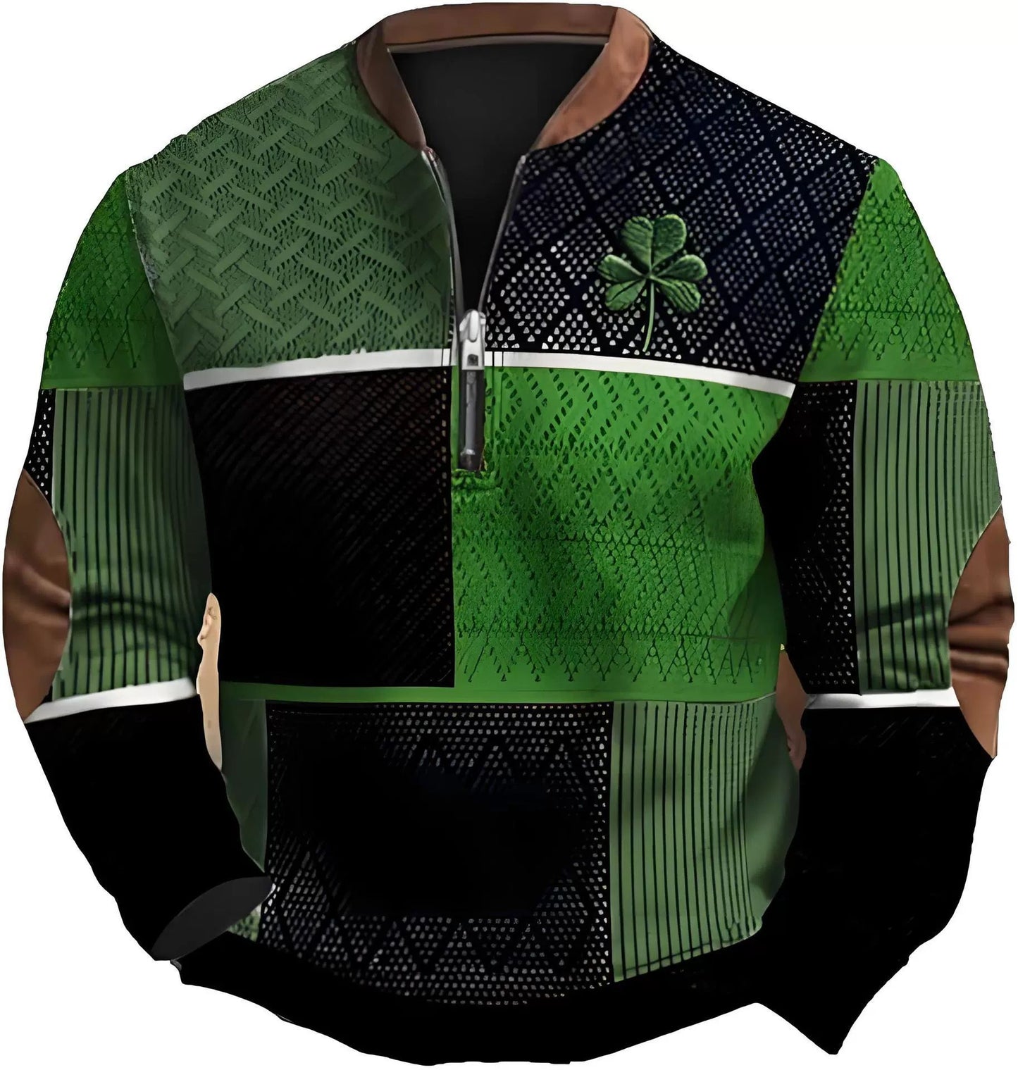 Four-Leaf Clover Patchwork 1/4 Zip Pullover