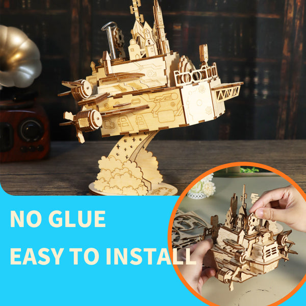 3D Wooden Puzzles Kits - 180pc Moving Castle Music Box