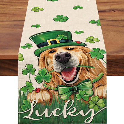 St Patrick Lucky Four-Leaf Clover Table Runners