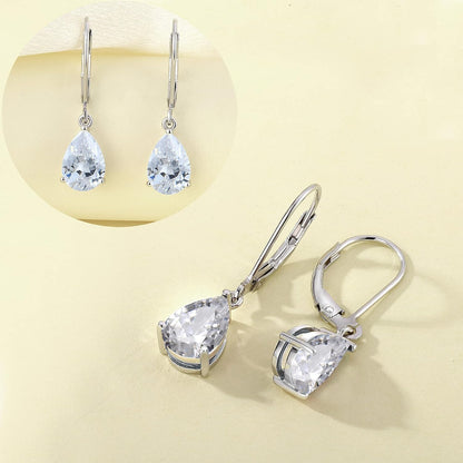 Dangle Drop Earrings 925 Sterling Silver Teardrop Leverback Earrings Birthstone Jewelry Gifts for Women