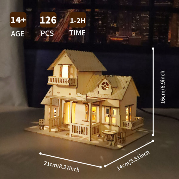 3D Wooden Puzzle  Kits - 126pc Sweet Home Music Box Miniature Dollhouse