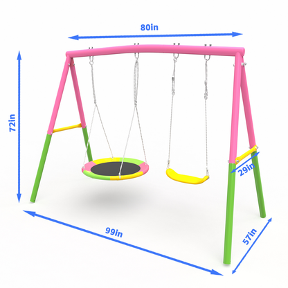Heavy Duty Metal A-Frame Outdoor Swing Set
