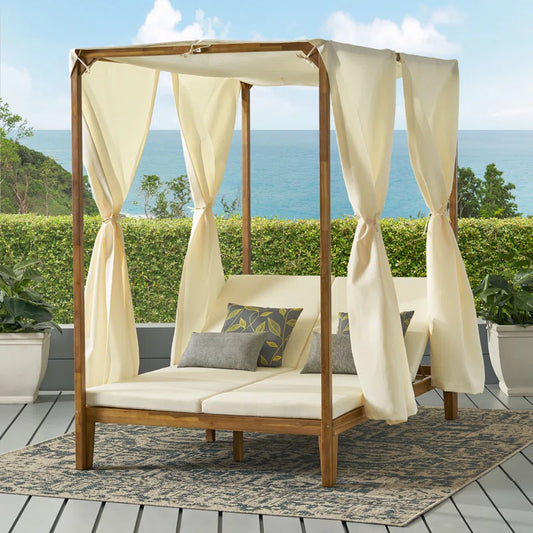 51.18'' Acacia Outdoor Patio Daybed with Sunbrella® Cushions