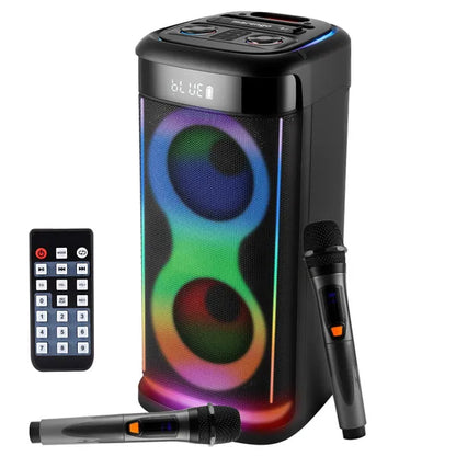 Wireless 5.0 RGB Party Speaker w/LED Lights, Mic, & Remote Control!