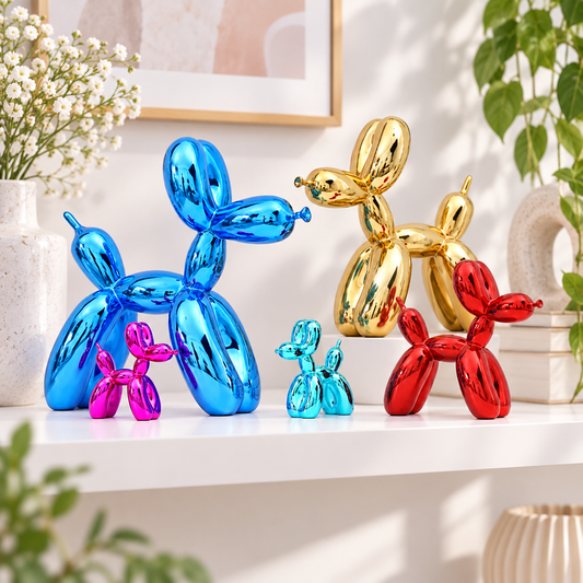 Multi-size Metallic Balloon Dog Figurines