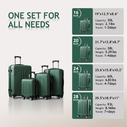 4pc Vertical Stripe 4-in-1 ABS Luggage Set