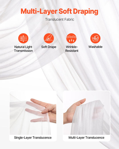Pk 4 Artificial Wedding Arch Flowers Kit w/21Ft Draping Fabric