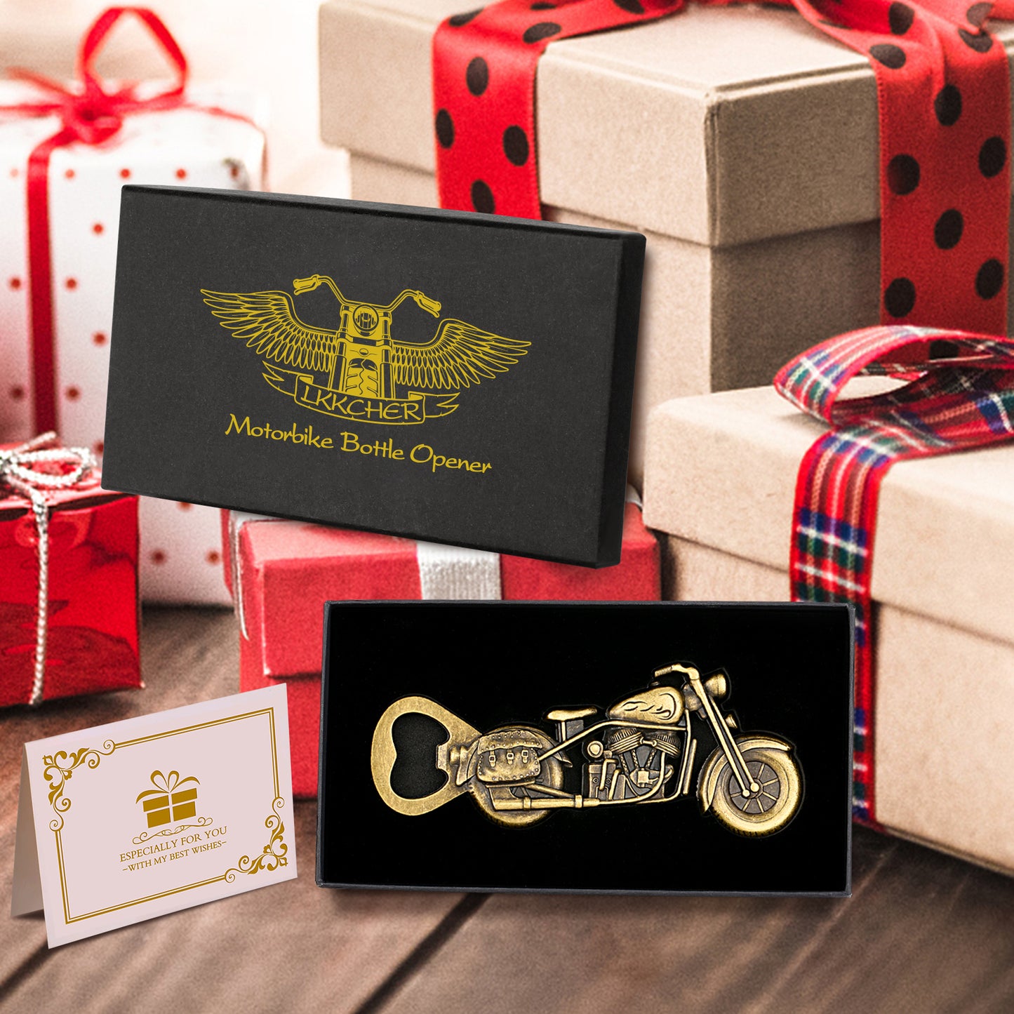 Retro Motorcycle Beer Bottle Opener Gift Box Set
