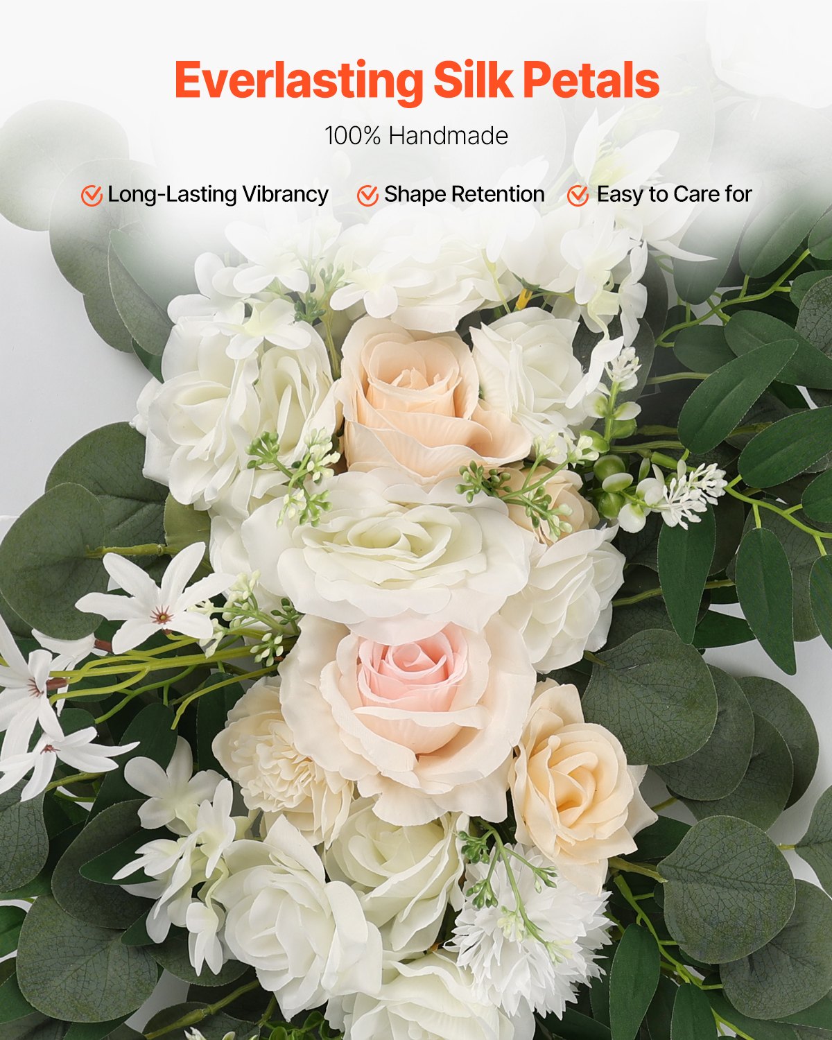 Pk 4 Artificial Wedding Arch Flowers Kit w/21Ft Draping Fabric