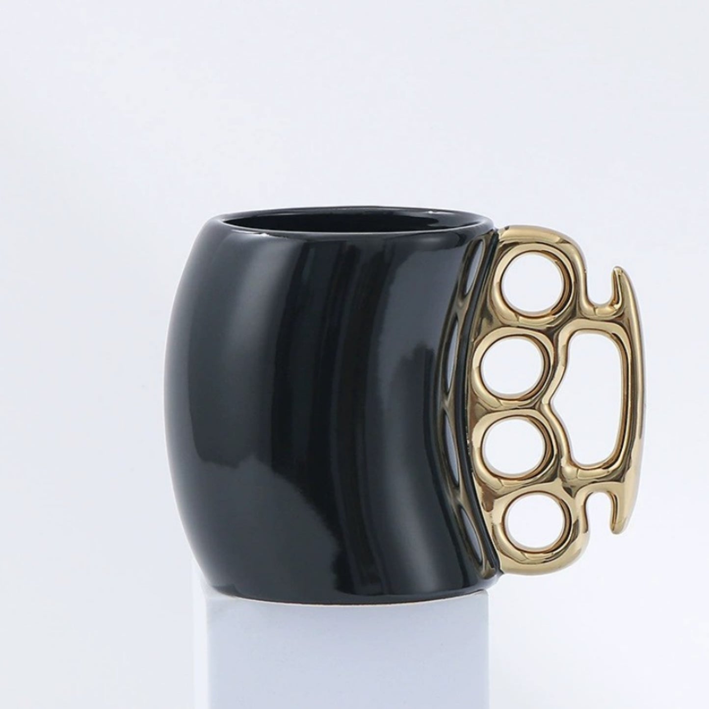 Novelty Ceramic Mug - Brass Knuckle Handle