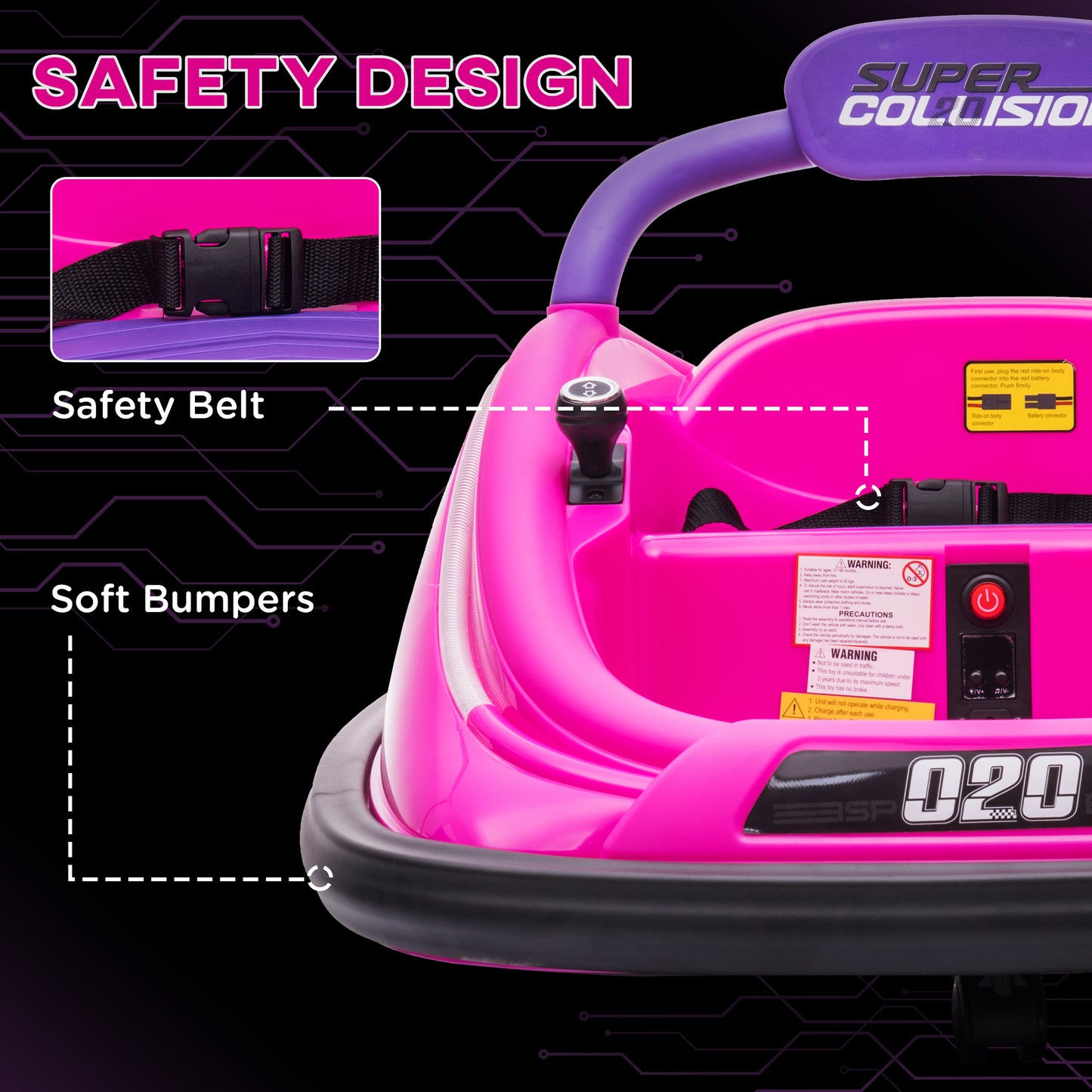 12V Bumper Car w/Remote Control - Pink