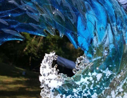 Ocean Wave Fused Glass Sculpture