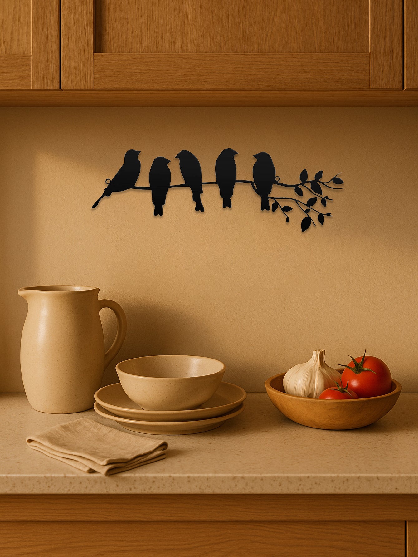 Silhouette - Birds On A Branch Wall Art