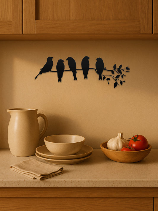 Silhouette - Birds On A Branch Wall Art
