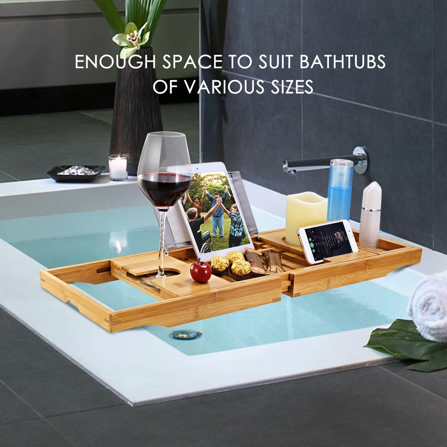 Bamboo Bathtub Spa Caddy Tray For ME TIME!