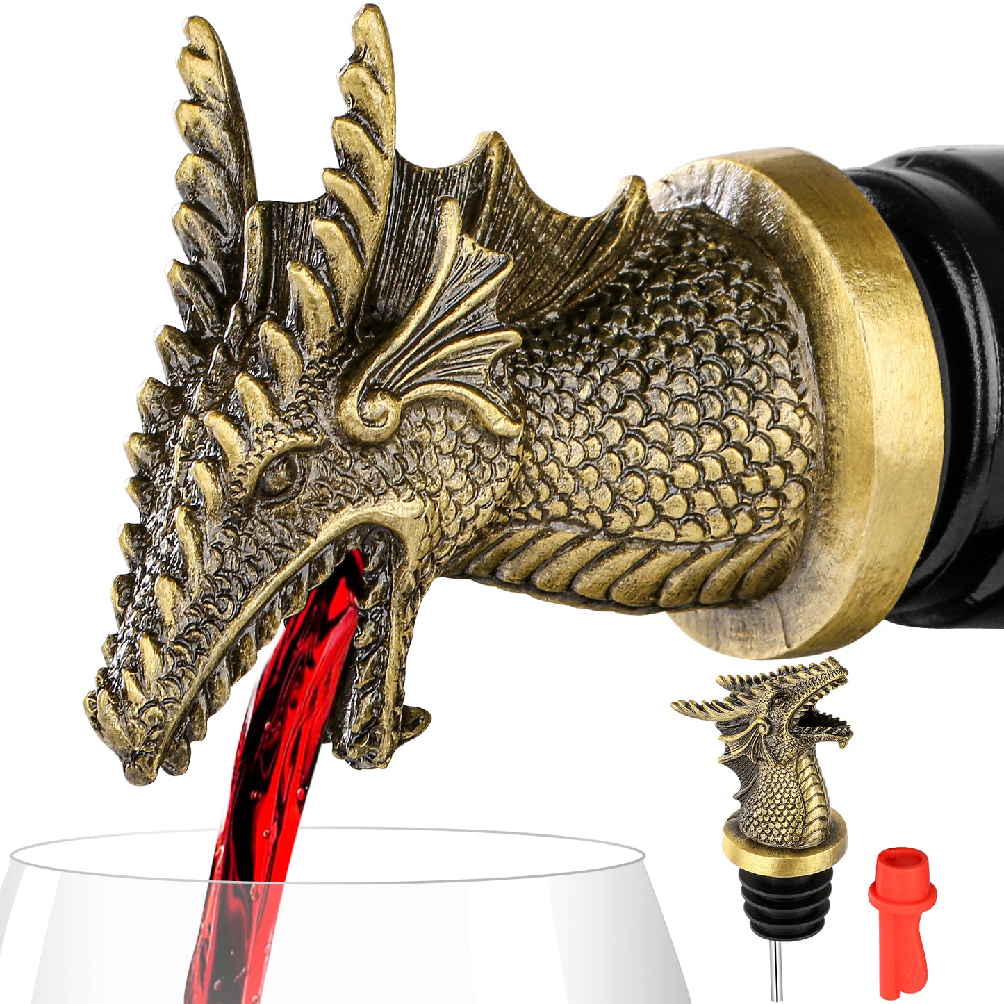 Dual Function Dragon Faucet Dispenser Bottle Stopper