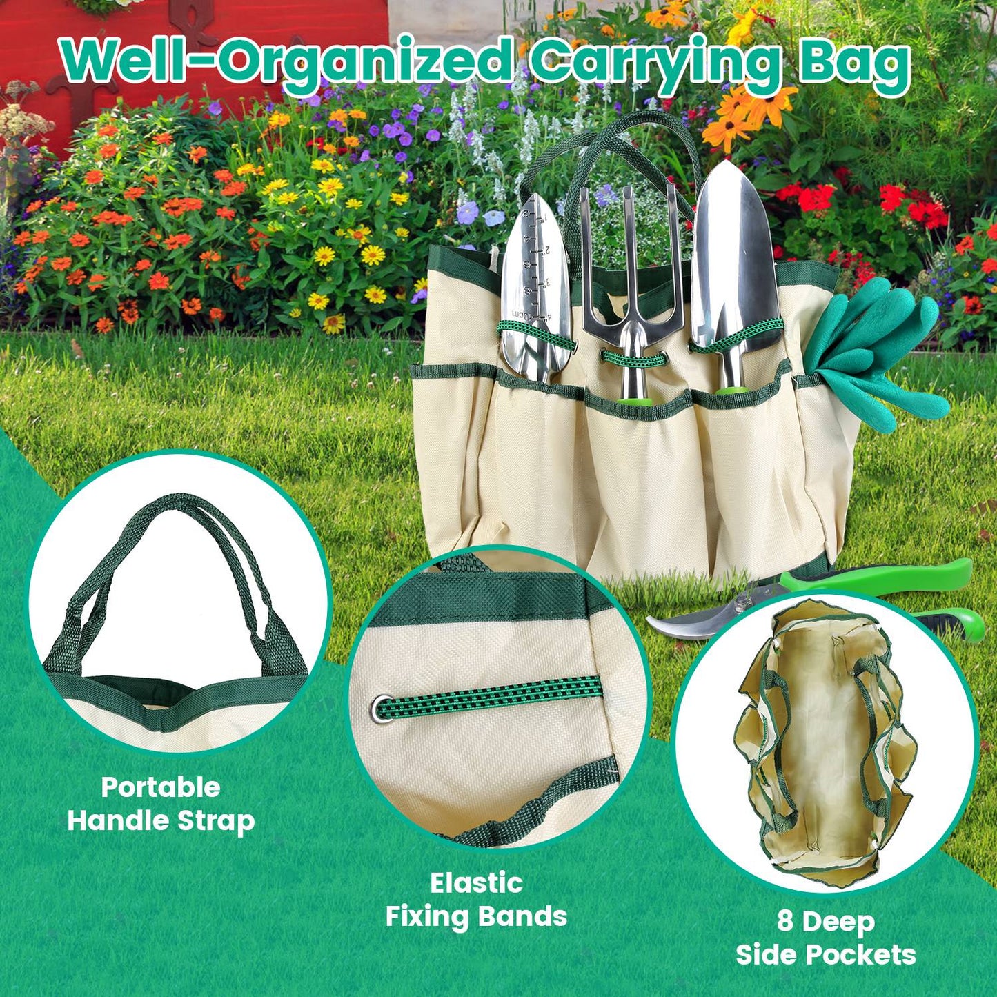 13pc Garden Hand Tool Starter Kit w/Bag