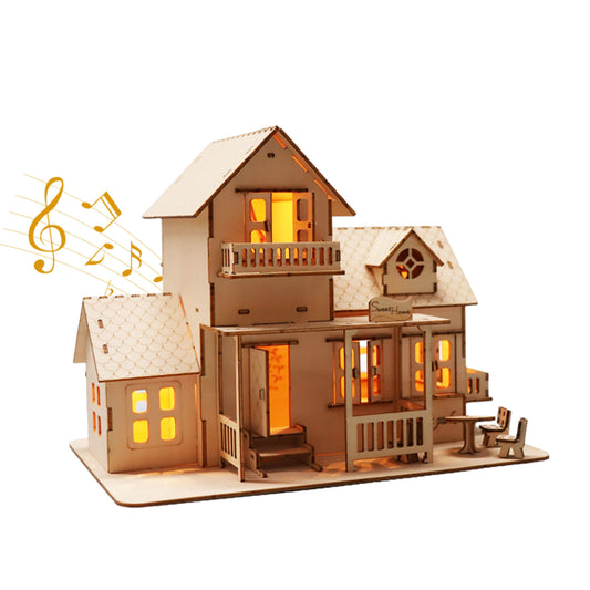 3D Wooden Puzzle  Kits - 126pc Sweet Home Music Box Miniature Dollhouse