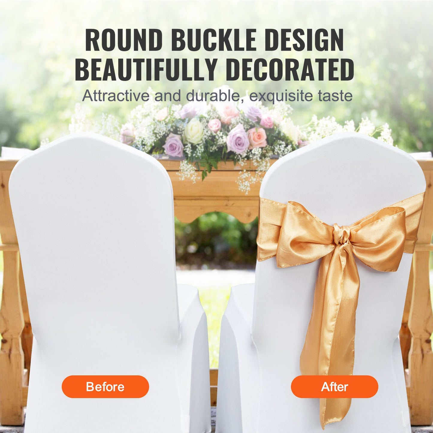 Banquet Chair Sashes - Gold Satin Bands 50pcs
