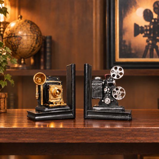 Vintage Camera & Projector Bookend Set
