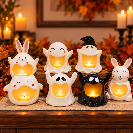 Halloween Candleholders + 2 Bunnies