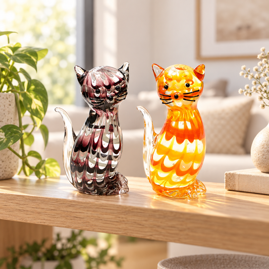 Murano Glass-Style Cat Figurine