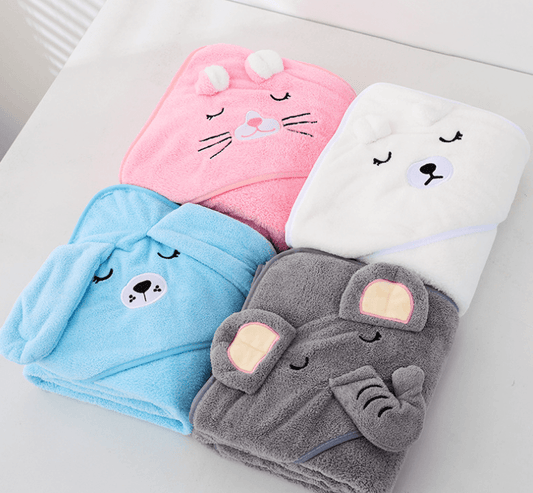 Comfy Cartoon Fleece Children's Cape Bath Towel - Shop Jobie