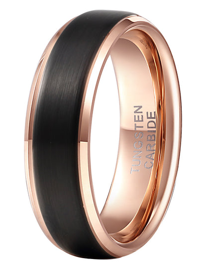 Tungsten Steel Ring w/Double Groove Rose Gold