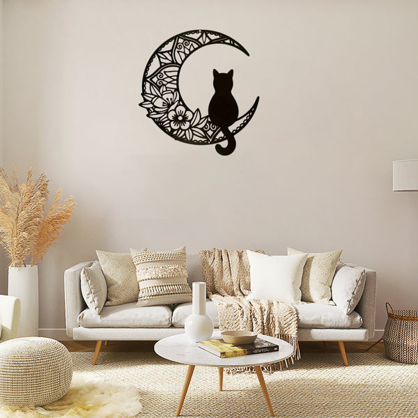 Silhouette - Boho Crescent Cat Wall Decor