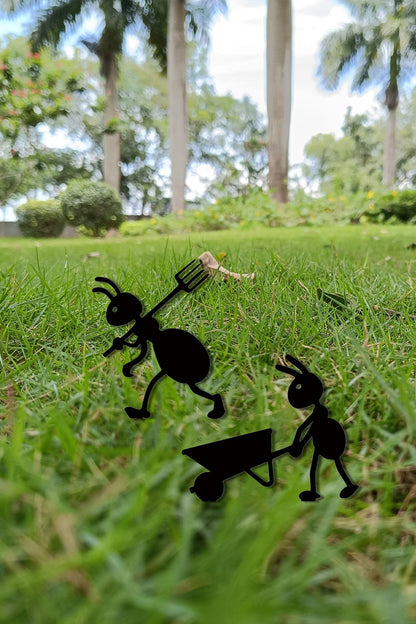 Silhouette -  Iron Ant & Pitchfork Garden Stake