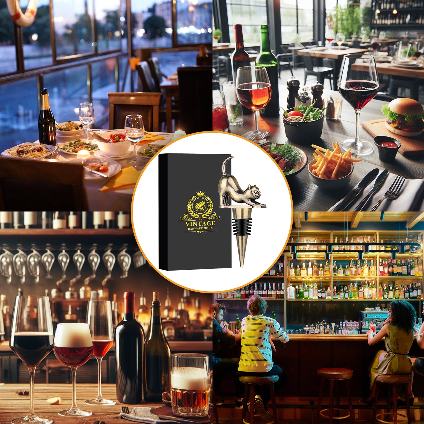 Stretch Cat Wine Stopper Gift Set