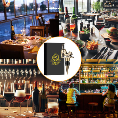 Stretch Cat Wine Stopper Gift Set