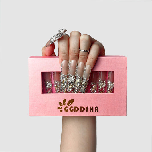 GGddsha Stunning Bling - PMMA Acrylic Press On Nails w/Glitter Rhinestone