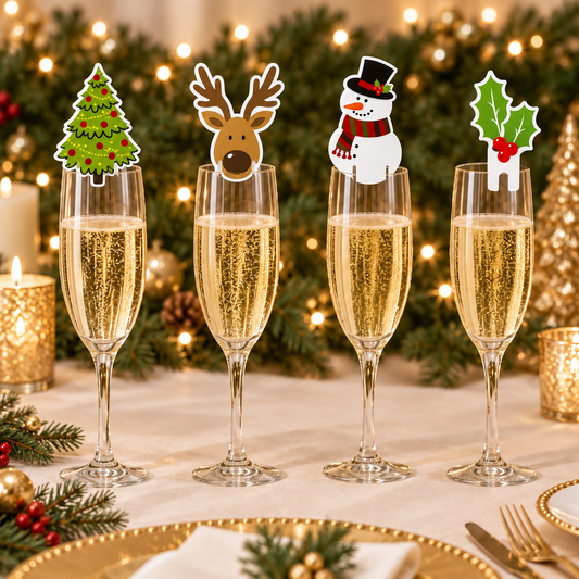 10pc Christmas Wine Glass Topper Set - min2