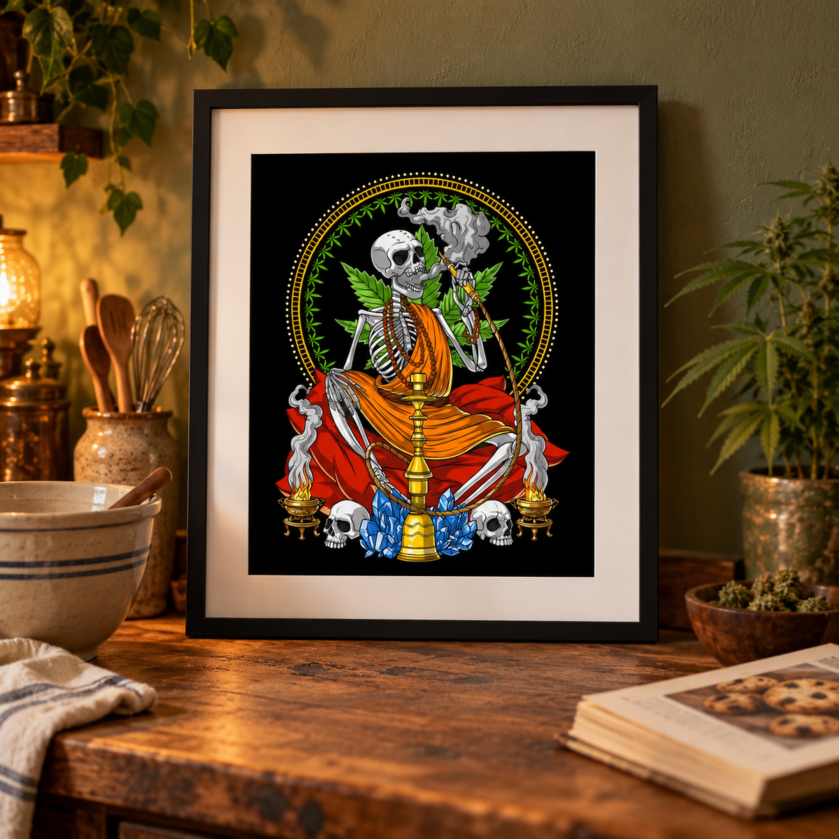 Buddha Skeleton Frameless Canvas Piece
