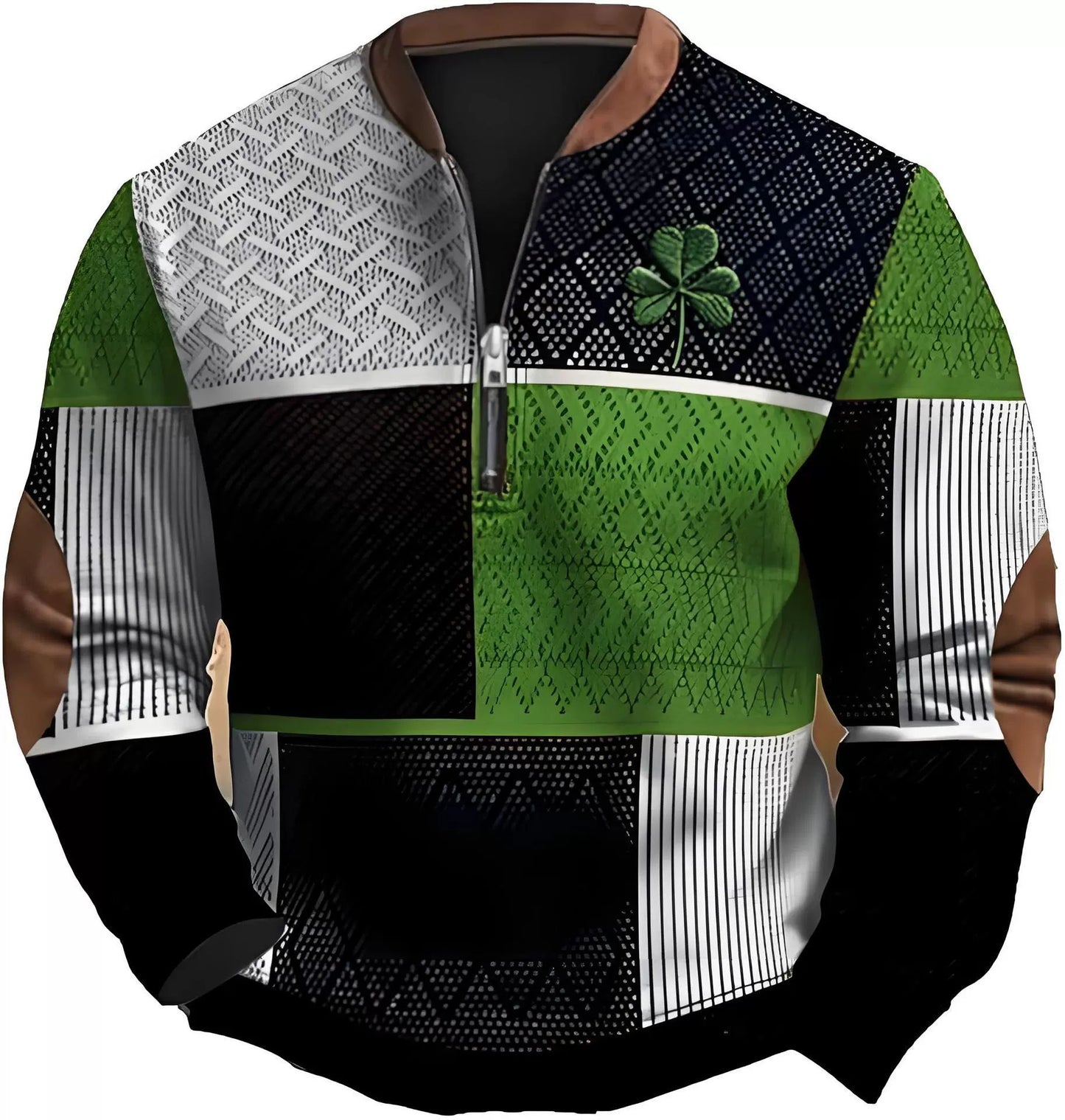 Four-Leaf Clover Patchwork 1/4 Zip Pullover
