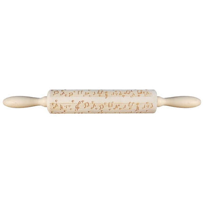 Wooden Musical Note Printing Rolling Pin Wooden Carved Embossed Dry Dough Stick Cookie Rolling Pin
