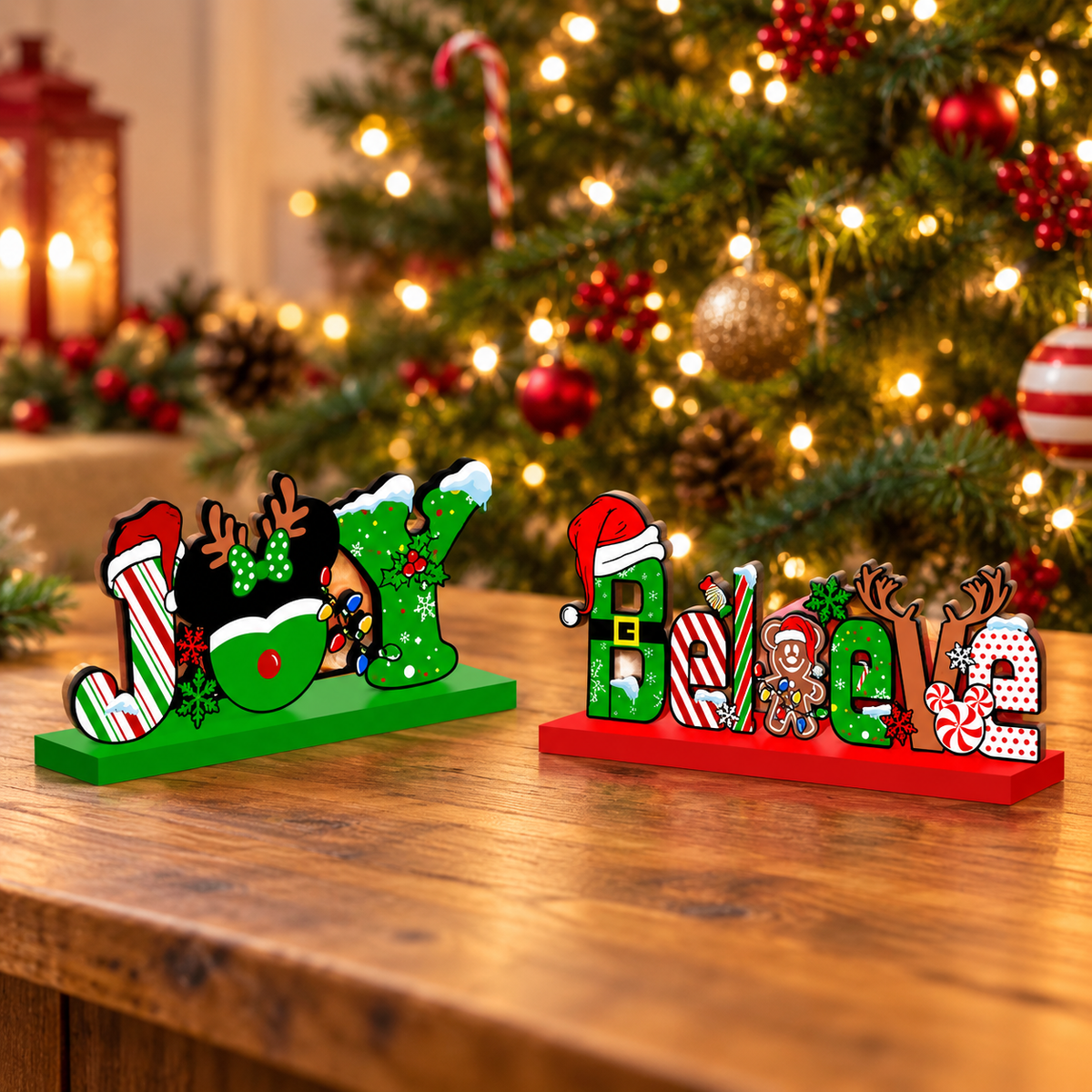 4pc Christmas Mouse Decor Set