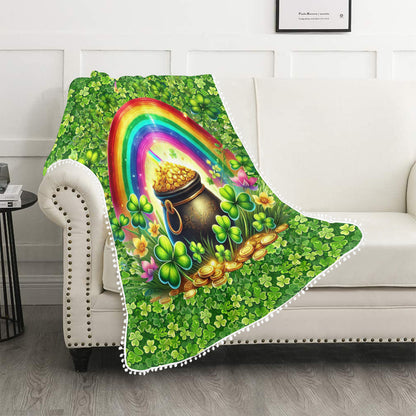 St. Pat's Lucky Pom Pom Fringe Blanket
