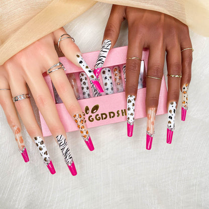 10pc GGDDSHA Nails Press On Nails - Glitter Gold Diamond Extra Long