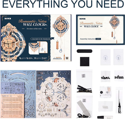 3D Wooden Puzzle DIY Kits -  Romantic Note Pendulum Wall Clock