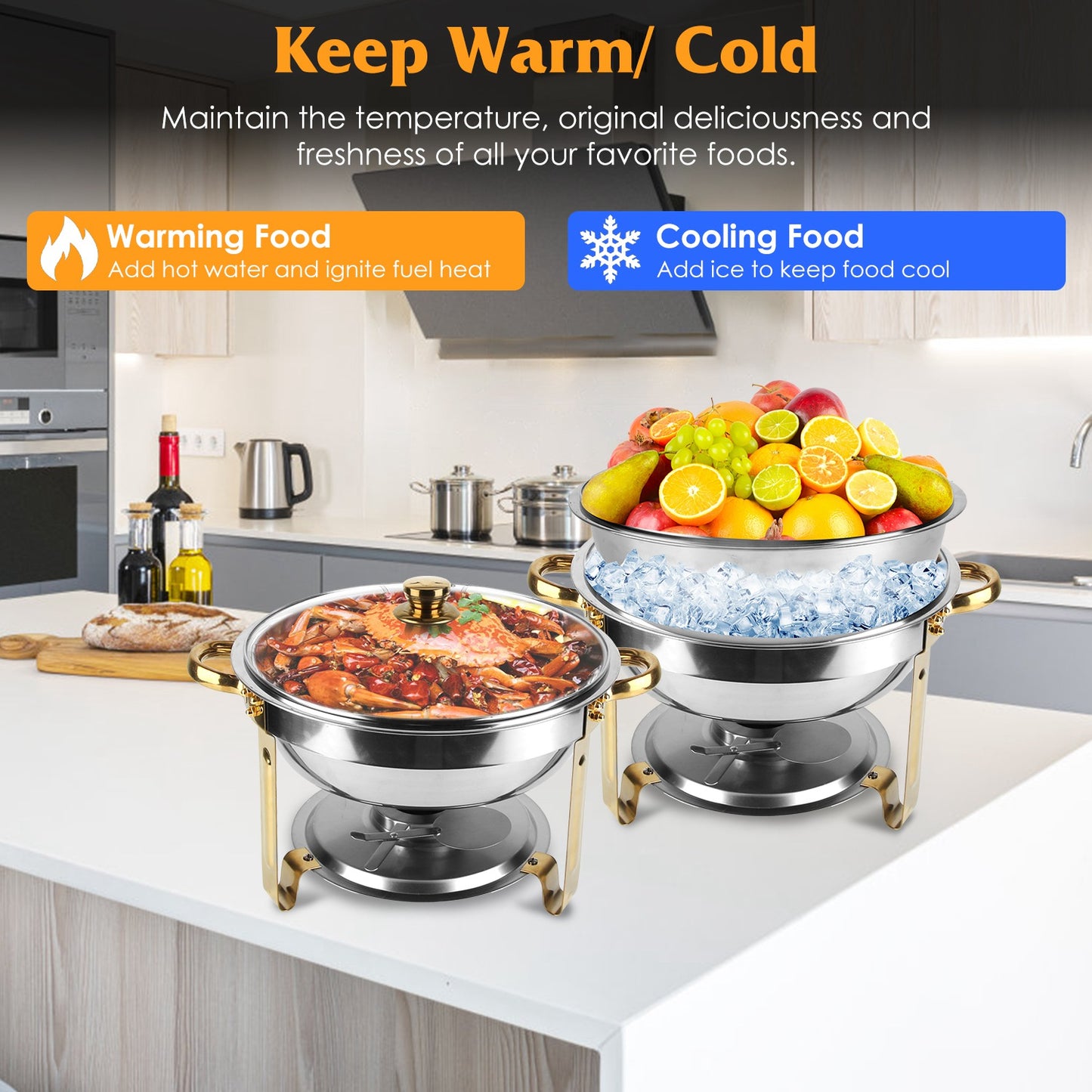 4Pc Stainless Steel Chafing Dish Serving Set