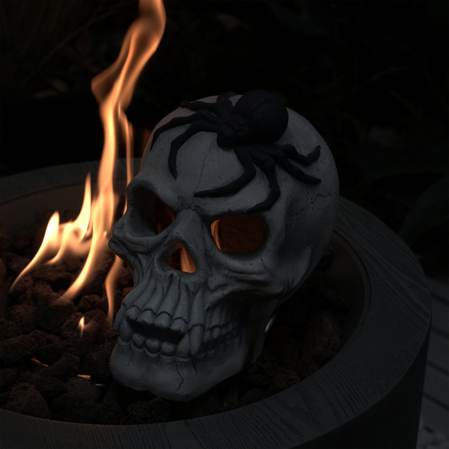 Eerie White Demon Skull Fire Pit Decor