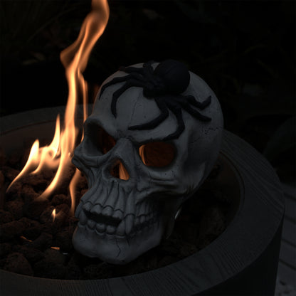 Eerie White Demon Skull Fire Pit Decor