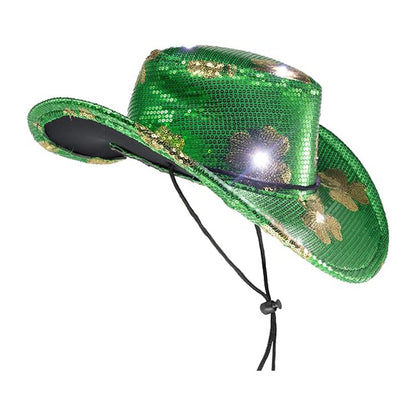 Carnival Green Sparkle Cowgirl Fashion Hat w/Lights