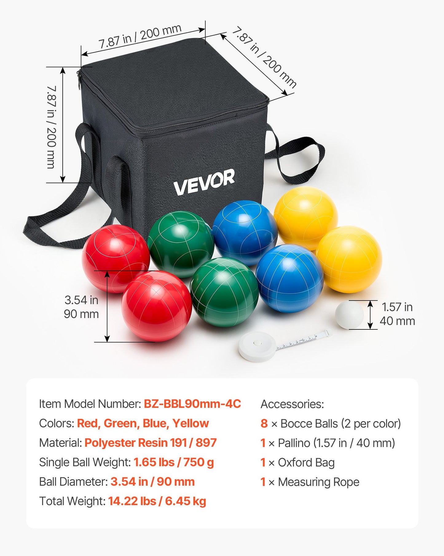 Bocce Ball Set w/Oxford Carry Bag