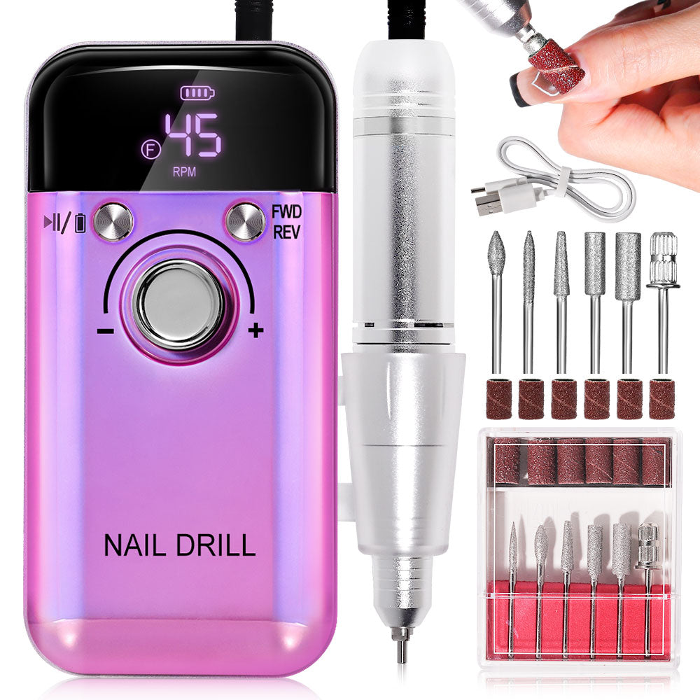 45,000 RPM Portable Nail Drill w/LED Screen Display