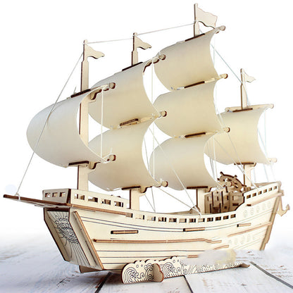 3D Wooden Puzzles - DIY Sailboat, Pirate Ship, & Castle