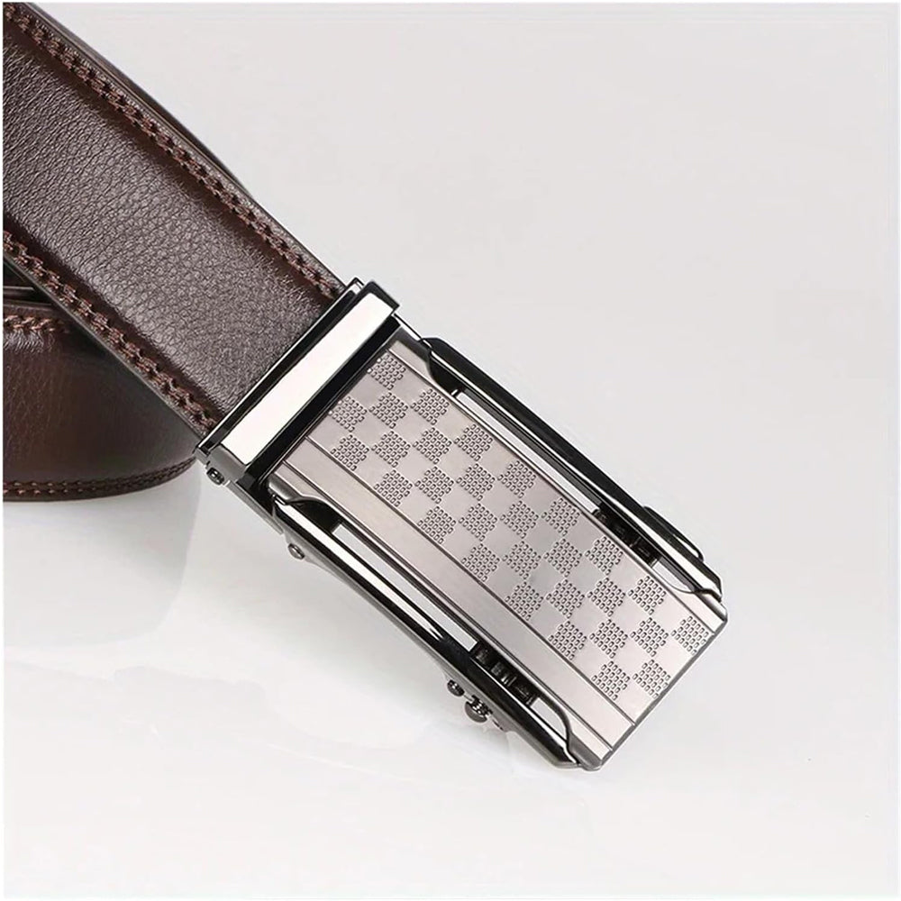 Versatile Men's Ratchet Leather Belt - small checker pattern