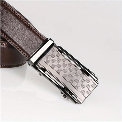 Versatile Men's Ratchet Leather Belt - small checker pattern